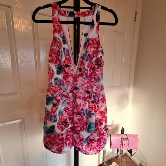 Knight Angels Dresses & Skirts - KNIGHT ANGEL 6 Pink Floral V Neck Sleeveless with Pockets Maxi Midi Romper Dress